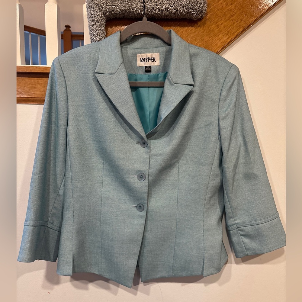 Kasper Blue Women's Skirt and Blazer Suit Set - Picture 5 of 10